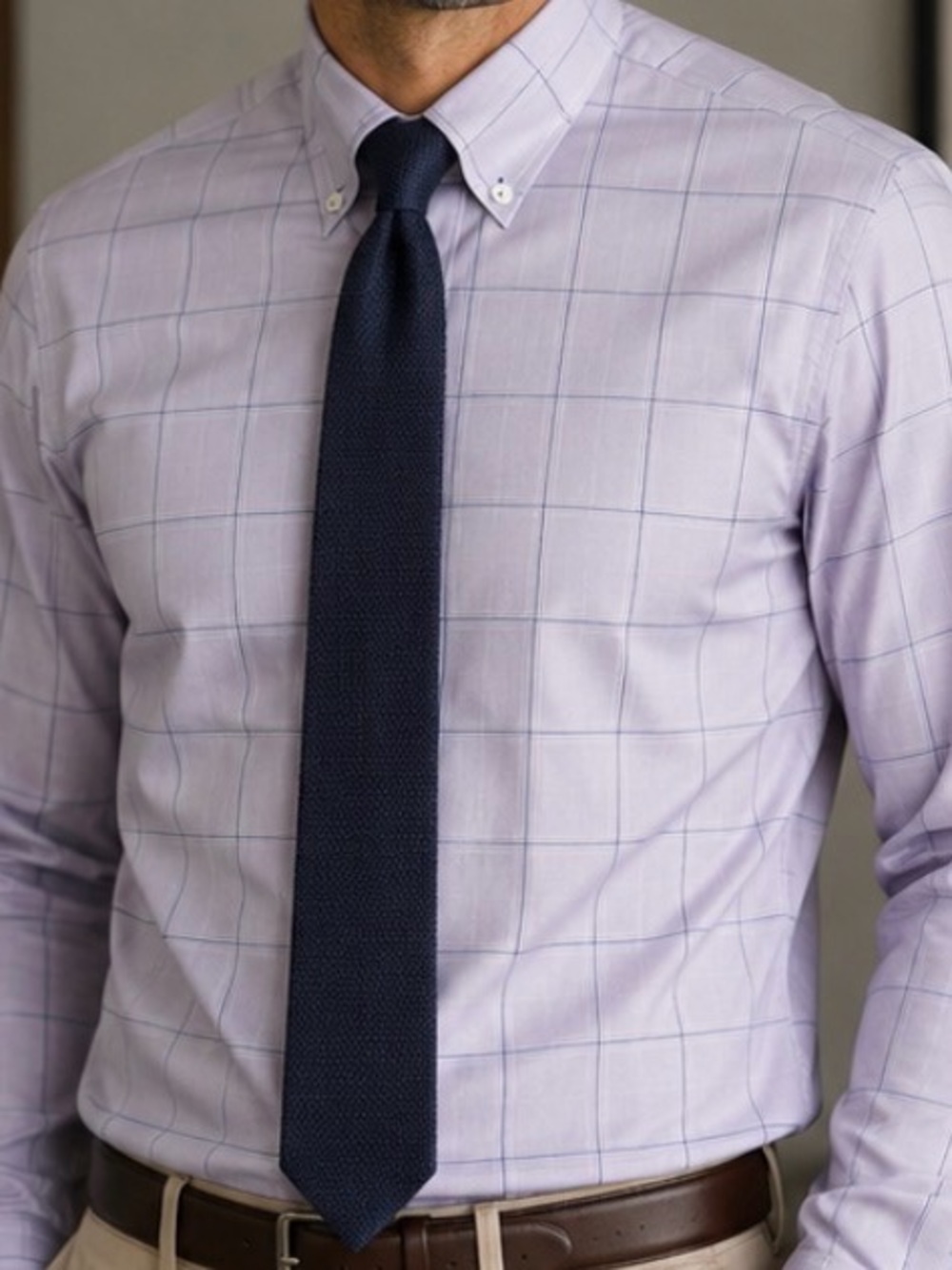 Light Purple Windowpane Dress Shirt —non iron slim fit